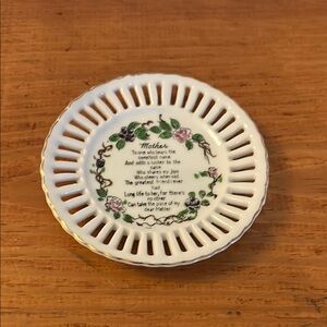 Mother/Mom Floral Decorative Dainty Plate with Gold Trim